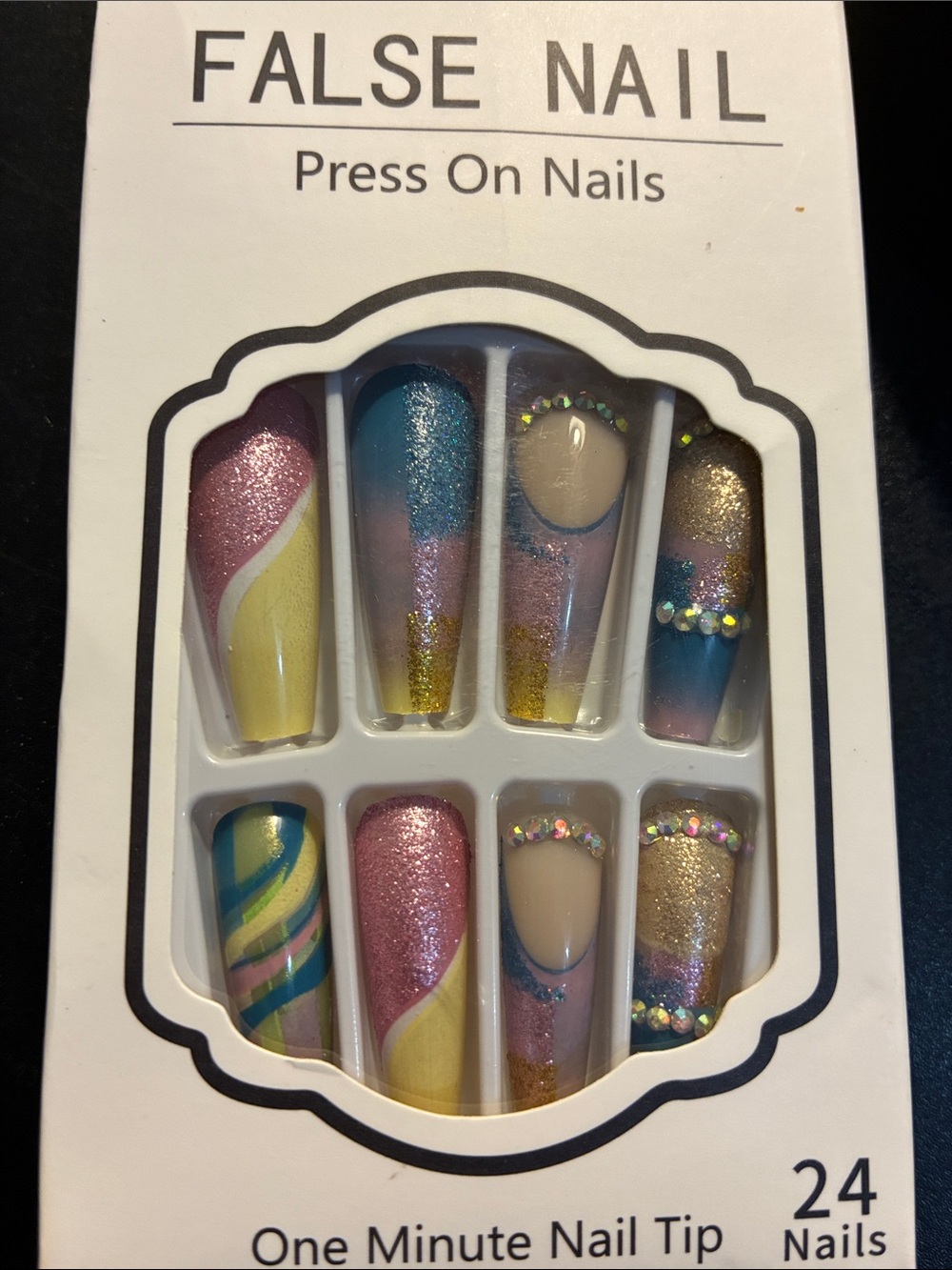 4️⃣ Press-On False Nails - Sparkle Pastel Multi-Color Set
